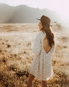 Nya Rose Backless Cut out Mini/Midi Floral Dress, sustainable viscose bamboo cotton, Ditsy Floral BOHO Dress