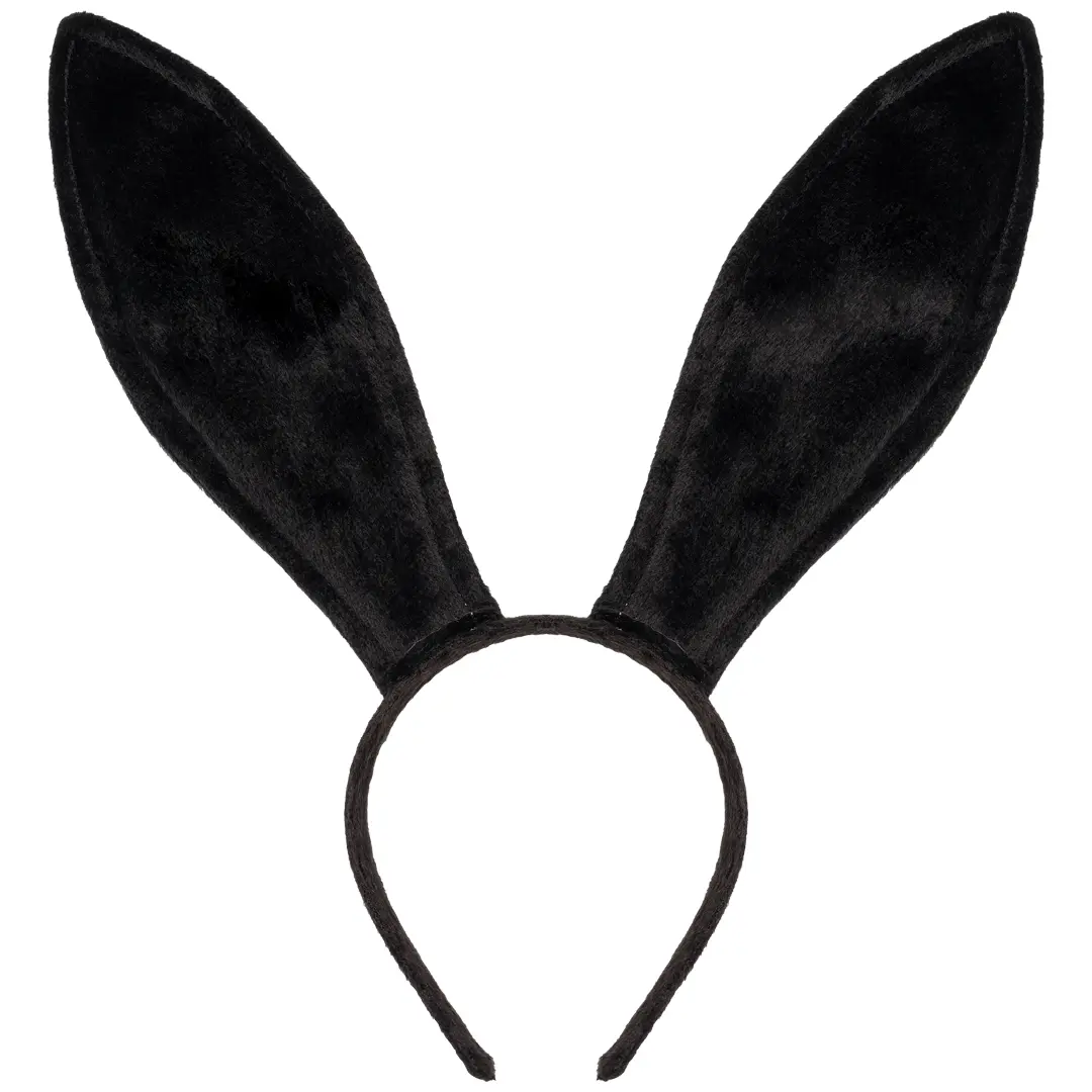 212 MAIN Velvet Black Rabbit Ears Headband Set - Unisex Bendable Men's Accessories for Easter Costumes, Special Occasion Parties, Men's Special Occasion Clothing Accessories