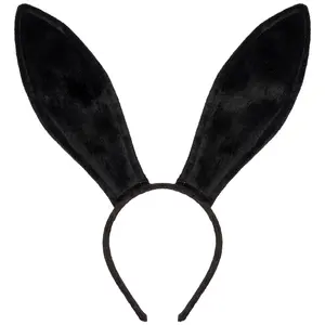 Funcredible BunnyHBlack Funcredible Easter Black Bunny Ears Headband - Rabbit Ears Headband - Easter Bunny Costume Accessories - Bendable Bunny Ears for Kids and Adult