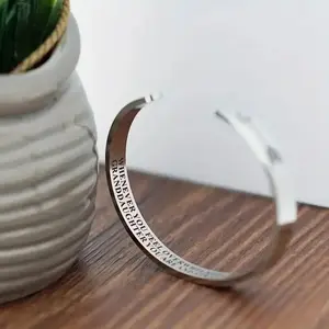 Engraved Stainless Steel Cuff Bangle - Sleek Open Design, Timelessly Elegant - Bangle Engraving Double Arrow Inspirational Letters Bracelet Wristband For Daughter Graduation Season Gift