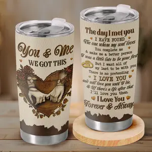 Leather Style Vintage Couple 20oz Tumbler Meaningful Love Gift for Husband or Wife Insulated Stainless Steel Cup Heartfelt Message Anniversary or Valentines Day Romance Travel Mug