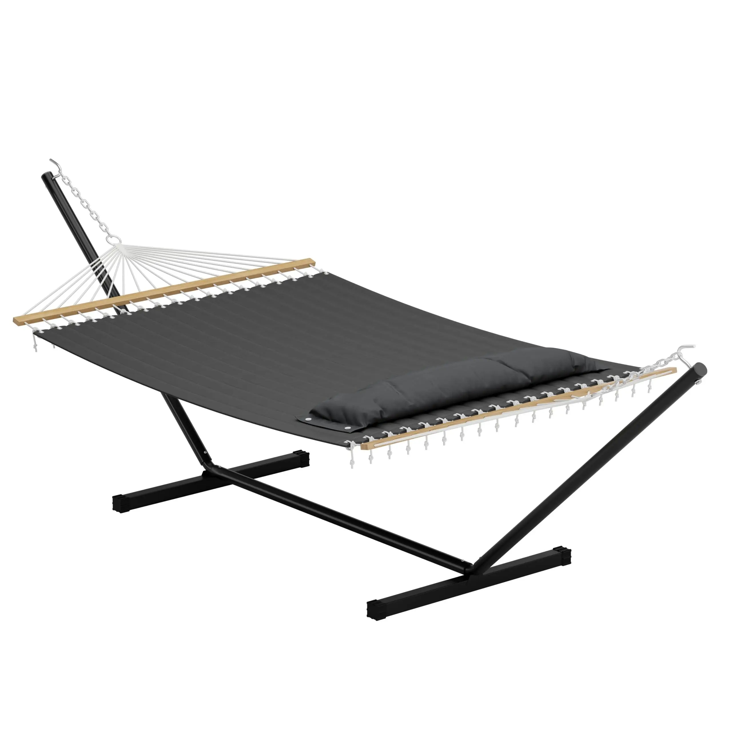 Garvee Heavy-Duty Extra-Wide Brazilian Cotton Double Hammock with Stand, 475 lbs Weight Capacity, 82.7" L x 59" W, Portable Design with Carry Bag, Assembly Required for Adults (Indoor & Outdoor Use)