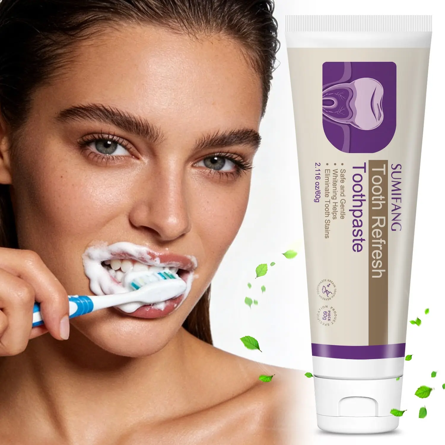 60g Natural Ingredient Fresh Breath Toothpaste, Refreshing Oral Care Solution, Gentle Protection, Sensitive Toothpaste, Prevents Tooth Loss, Dental Health, Fluoride Free Toothpaste, Daily Care Toothpaste, Sensitive Teeth Toothpaste