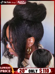 [New In]Kinky Straight 13x6 Lace Front Wig Malaysia Real Human Hair Bleached Knot Yaki Straight 360 Full HD transparent Lace Frontal Wigs Pre Cut Pre Plucked For Women 180 Density Invisible Hair Bands TikTokShopBlackFriday