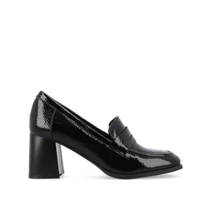 MALLEAH BLOCK HEEL LOAFERS IN WIDE - Patent Black