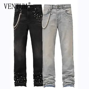 Men’s Street INS Elastic Stacked Denim Straight-Leg Track Pants