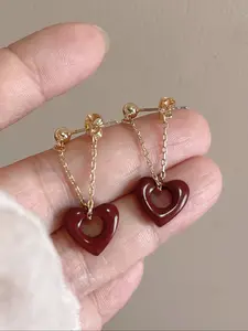 Elegant Heart-Shaped Pendant Dangle High Quality Earrings for Women, Fashionable Simple Sweet Design, Perfect for Daily Wear and Parties