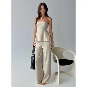 Syrena Tailored Wide Leg Pant Natural
