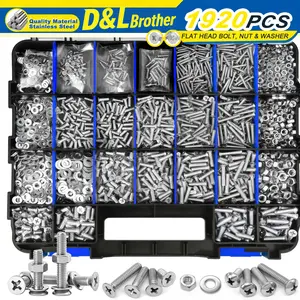 1920-Piece Stainless Steel Bolt & Nut Set, #8 Screw Assortment with Hex, Phillips & Flat Heads, Self-Drilling Tip, Rust-Resistant, Storage Case Included for Auto & Plumbing