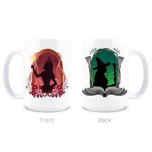 Pink & Green Inspired Coffee Mug ,Wicked Mug, Cute Coffee/Tea Ceramic Mug with Handle for Book Club, Wizard of Oz Themed Coffee Cup,Perfect Gift For Theater Lovers Mug