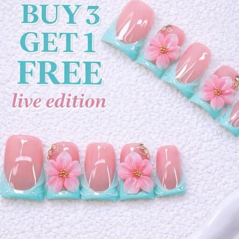 LIVE SELECTION $15.99 for each set. handmade Press-On Nail Set Live Selection – Red Sparkle French Tips with Heart & Bow Designs, Includes Nail Tools, 3 Sizes (Almond, Coffin, Duck) Luxury 3D Almond Nails