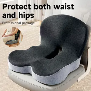 Memory Foam Sacrum Pillow for Office Chair - L-Shaped Ergonomic Seat Cushion for Sciatica & Tailbone Pain Relief, Non-Slip Breathable Chair Pad for Long Sitting Office & Driving (Black Gray)