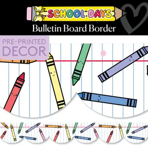 Color In The Lines Bright Rainbow Crayon Bulletin Board Border | School Days