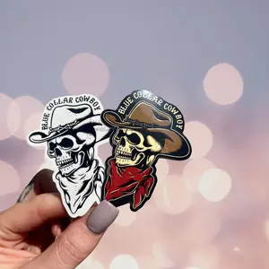 Blue Collar Cowboy Sticker, Lineman Sticker, Hard Hat Sticker.