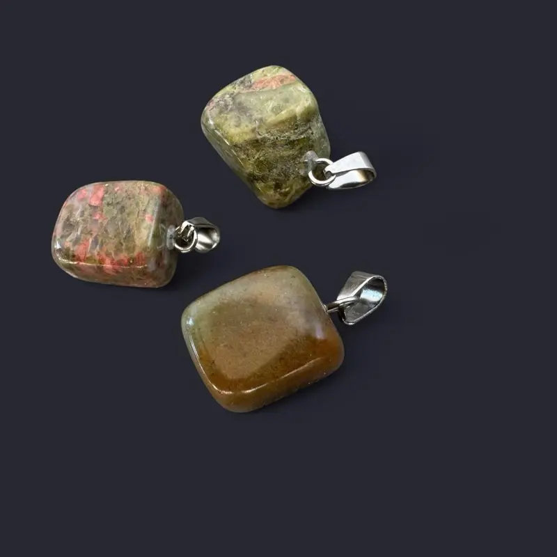 Unakite Stone Pendant Necklace