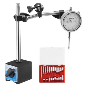 VEVOR Dial Test Indicator with Dual Rod Stand and Storage Case, Summervibes,Summervibes, 0.001 inch Accuracy, 0-1 inch Range, Fine Adjustable Long Arm, Non-Magnetic Centering Rods for Machine Set-Up, Narrow Area Measurement
