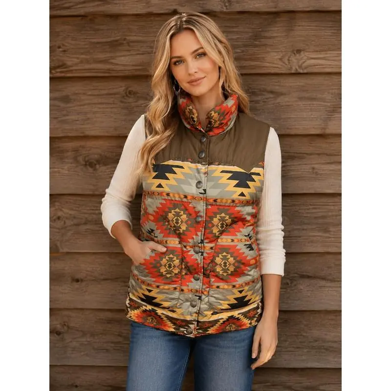 Ladies' Two-Tone Aztec Polyfill Vest | Style L-24111