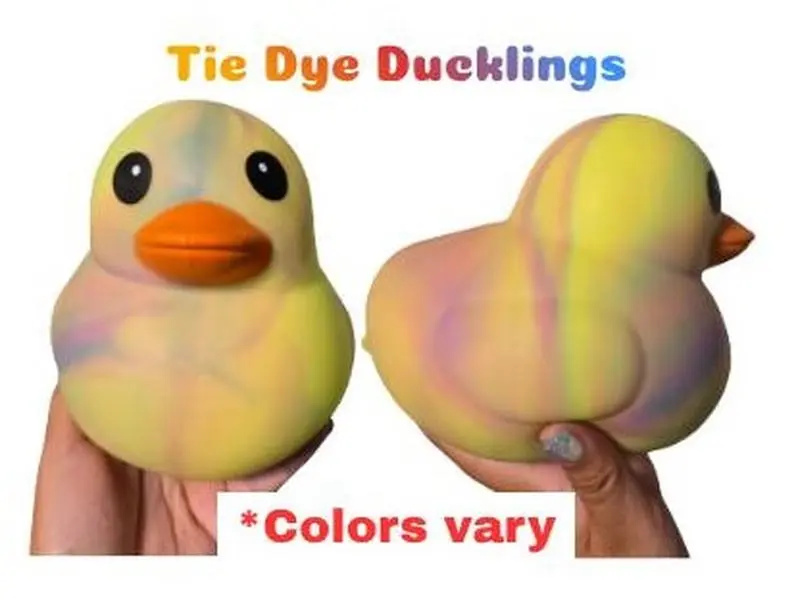 Jumbo Large Squishy Duck Tie Dye Colors Vary Stress Relief Fidget Toy