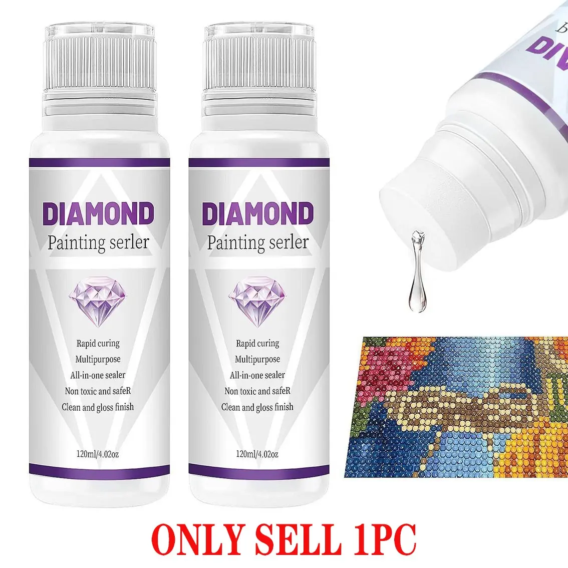 Diamond Painting Sealer Kit 60ML/120ML, Diamond Art Sealer Puzzle Glue, Acrylic, Rapid Curing, Clean And Gloss Finish, Multipurpose, Artificial Diamond Painting Accessories, DIY Craft Supplies, Diamond Art Tools