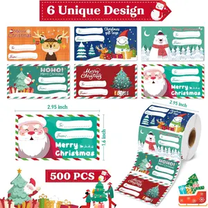 500 PCS Christmas Gift Tags – Adhesive Labels for Holiday Presents |   For Gifts to Women, Men, Mom |   2.95" x 1.6" – Festive Wrapping & Decor