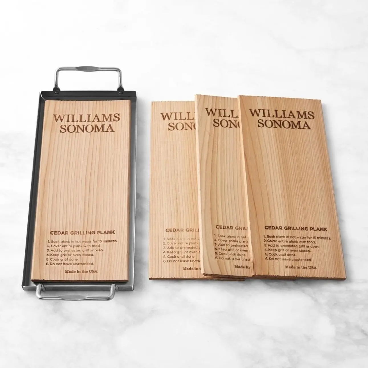 Williams Sonoma Cedar Plank, Set of 4 with Carrier