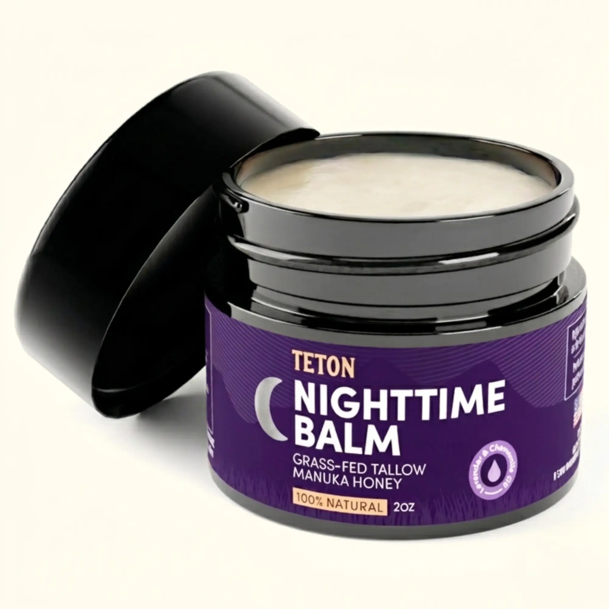 Teton Grass-Fed Tallow Night Cream – Hydrating Overnight Moisturizer with Chamomile & Lavender (50ml)