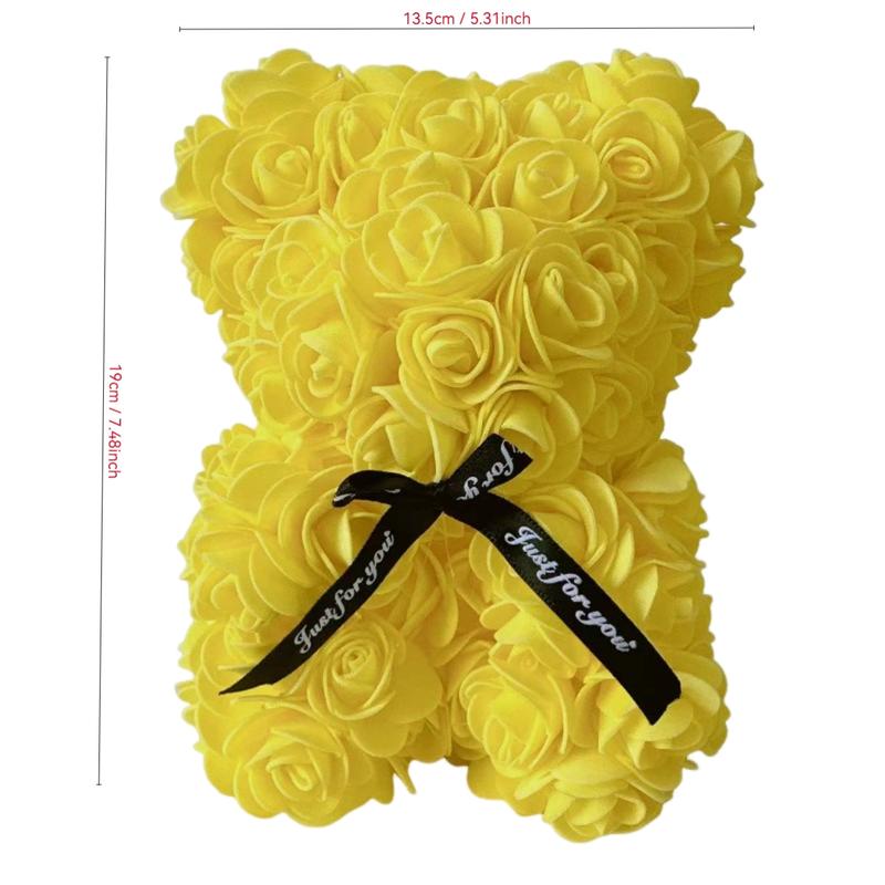 Rose Teddy Bear Design Ornament, 1 Count Artificial Rose Bear Gift, Home Decor for Living Room Bedroom Dining Room Wedding Party, Gift