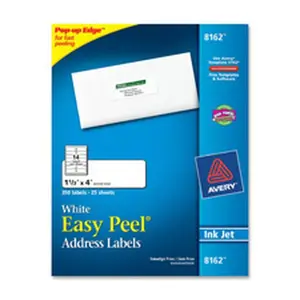 Avery AVE8162 Inkjet Labels- Mailing- 1.33 in. x 4 in.- 350-PK- White