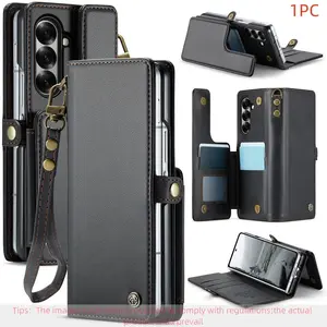 For Samsung Galaxy Z Fold 7/6 Case, Rfid Protection, Magnetic Cover, Shockproof Design, Card Holder, Stand, Unisex Phone Shell