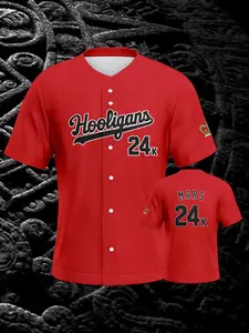 Men's Baseball Jersey Shirt, #24k Mars Magic Button Printed, Quick-Dry Fabric, Skin-Friendly Comfort, Suitable for Daily Wear & Sports Training, Sports Top