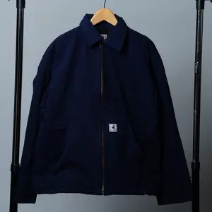 New Handmade Navy Blue Box Stitch Jacket made from Repurposed Workwear Scraps