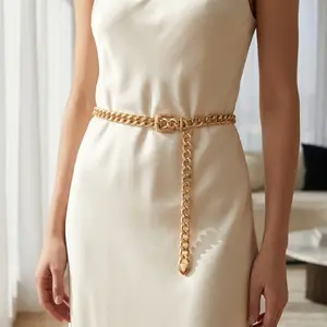 Gold Chain Belt For Women Adjustable Waist Belt Fashion Metal Dress Belts For Jeans Dresses Body Link Waist Chain