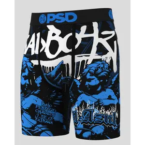 PSD Mens Sad Boyz - Azul Boxer Brief - Standard Length 7 Inch Inseam, Soft and Breathable Poly Blend Fabric