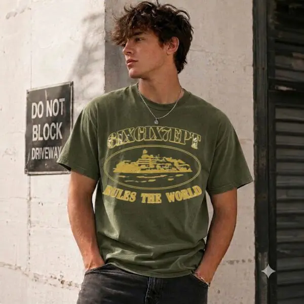 Corteiz RTW x 667 Alcatraz Island Tee, Black Gold Graphic T-Shirt, Premium Streetwear
