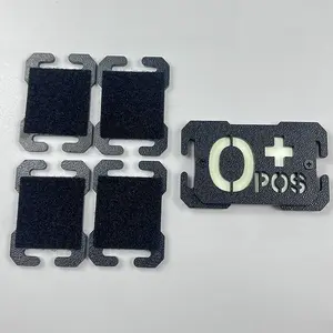 5-Piece Tactical Blood Type Badge Set, Abs Plastic Molle Clip Badge, 4 Velcro Badges, Glow-In-The-Dark, Emergency ID for Tactical Gear, Tactical Id Holder, Medical Badge Holder