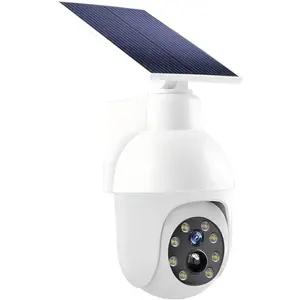 360-Degree Ultra-Bright Solar Light, Dummy CCTV Camera, Outdoor Motion Sensor Spotlight, IP66 Waterproof FloodLights, Wireless Decoy Fake PTZ Dome Security Camera for Porch Garden Patio Driveway