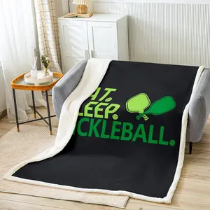 Feelyou Sherpa Microfiber Blanket - Soft Cozy Fuzzy Plush Bedding Throw, Decorative Giftable Blanket for Pickleball Enthusiasts, Decorative Giftable Blankets