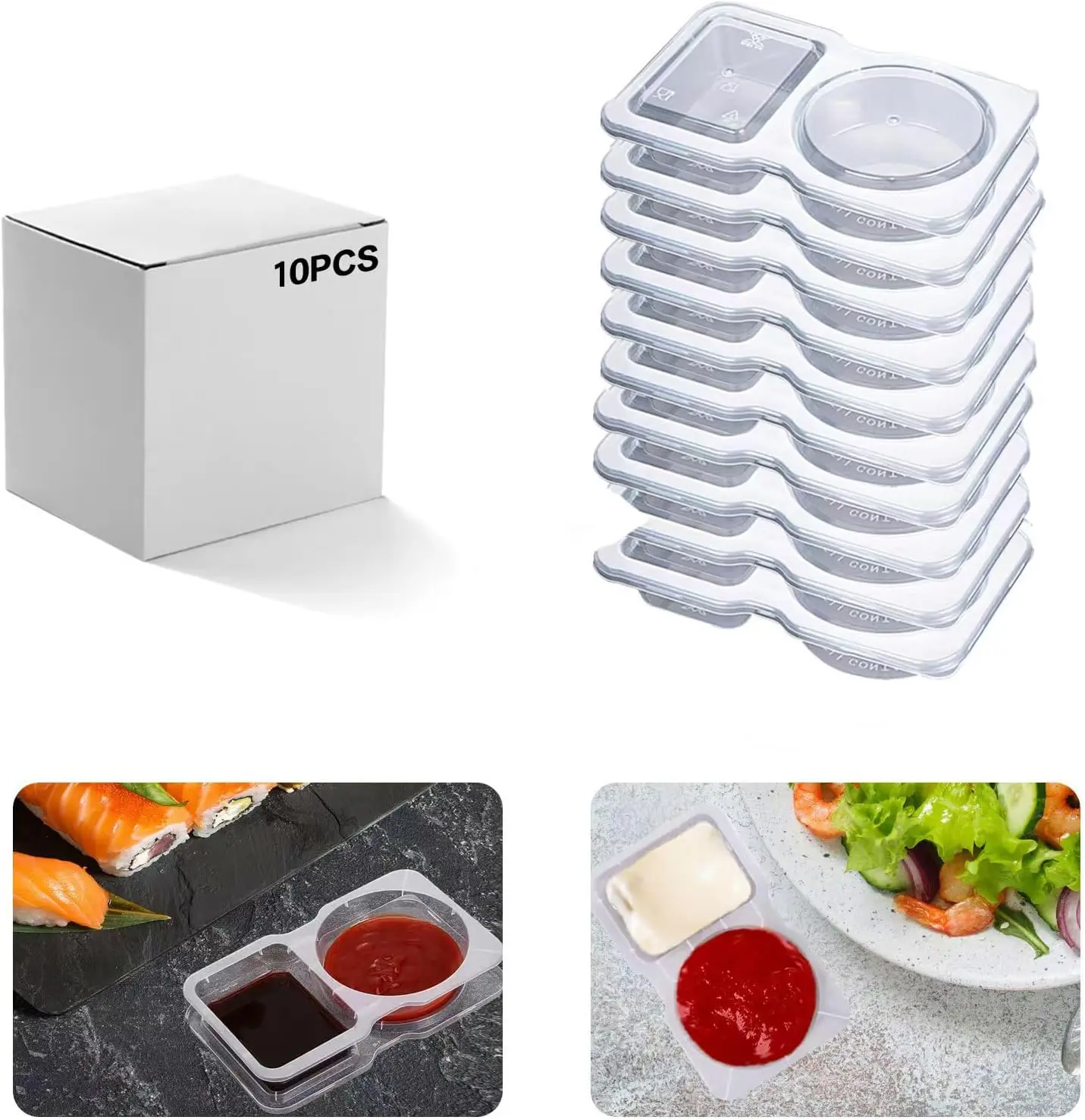 10 Sets Snack Containers,Condiment Containers with Lids, Portion Control Snack Pack Containers for Camping and Travel Outdoor Sauce Dip Case Kitchen Utensils