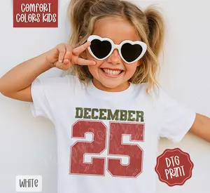 December 25 Youth Comfort Colors Tshirt, Christmas Tee for Kids