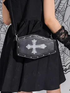 Dark Gothic style Halloween cross coffin bag, rivet decoration crossbody bag ，unique personality design fashionable and versatile, suitable for daily travel, shopping, participating in activities, etc.