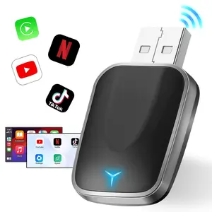 2 in 1 Wireless Multiplatform CarPlay Adapter for iPhone/Android, Wired to Wireless, Plug and Play,Fast Connection,No Delay,5.0 Bluetooth Hands Free Calling,CarPlay Dongle,Car Electronics Accessories