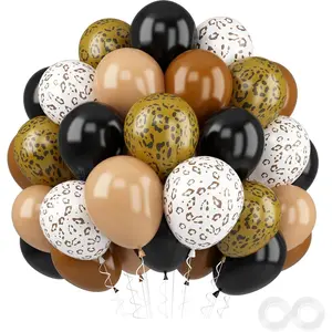 Cheetah Print Balloons, 52 PCS Black Brown Balloons, Black Brown White Cheetah Theme Balloons, Animal Party Decorations for Birthday Baby Shower Animal Leopard Themed Party Decoration