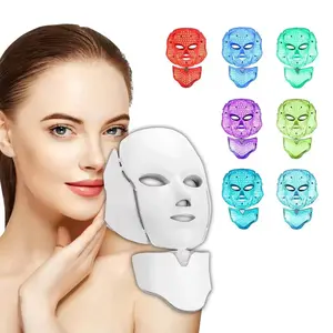 LED Mask 7 Colors LED Photon Therapy, Facial Neck Care, Anti Wrinkle Lifting, 7 Color LED Mask with Neck LED Light Photon Mask Beauty Device, Facial Beauty Instrument