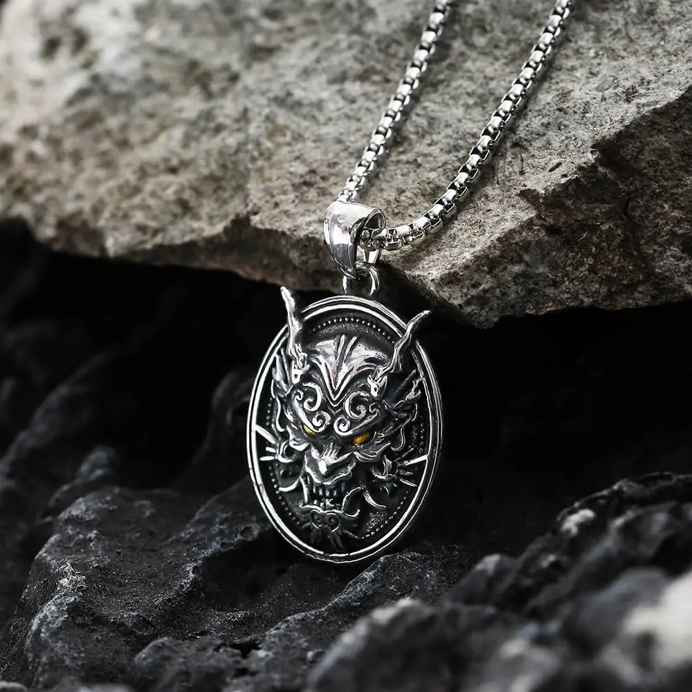 GTHIC Vintage Oni Stainless Steel Pendant for Men Fashion Accessories Daily Wear