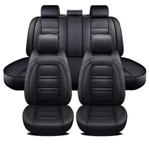 Universal Fit Car Seat Cover For 5 Seats All-Season PU Leather Front Rear Seat Protector Mat Full Set Anti-Scratch & Waterproof ,Automotive Interior Decoration Car Accessories For women men