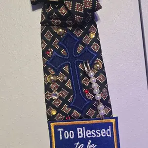 To blessed to be stressed embellished junk tie