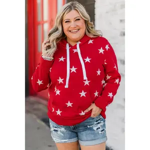Women's Be A Star Drawstring Hoodie - Red