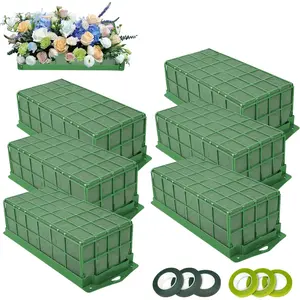 6 count Floral  Cage, Flower Cage Holder, Dry and Wet Rectangle Flower Arrangement, Hangable Green Blocks Floral  Cages for Artificial  Flower Wedding Holiday, , Garden Party Decorations