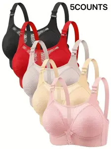 Women's Thin Bra Set, Adjustable Straps, Breathable No Underwire Bras, Various Colors, Essential Push-Up Lingerie, All Seasons