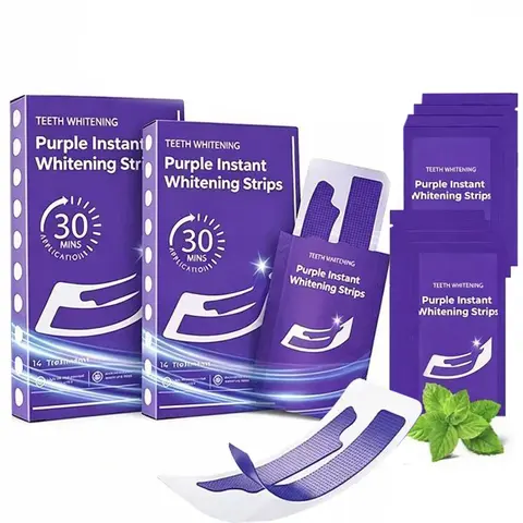 Enamel-Safe Teeth Whitening Strips for Sensitive Adults - Teeth Stain Remover, 28 Pairs, 30 Min Application, Color Correction, Fresh Breath, Travel-Friendly, Sensitive-Friendly At-Home Whitening for Everyday Care
